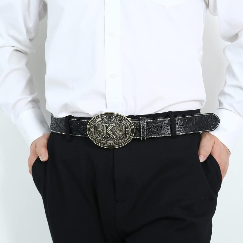 Fibbadet Store Belt Buckles Men Initial Letters A-Z Western Rodeo Cowboy Cowgirl Belt Buckle for Men Boys Halloween Birthday Party - Image 4